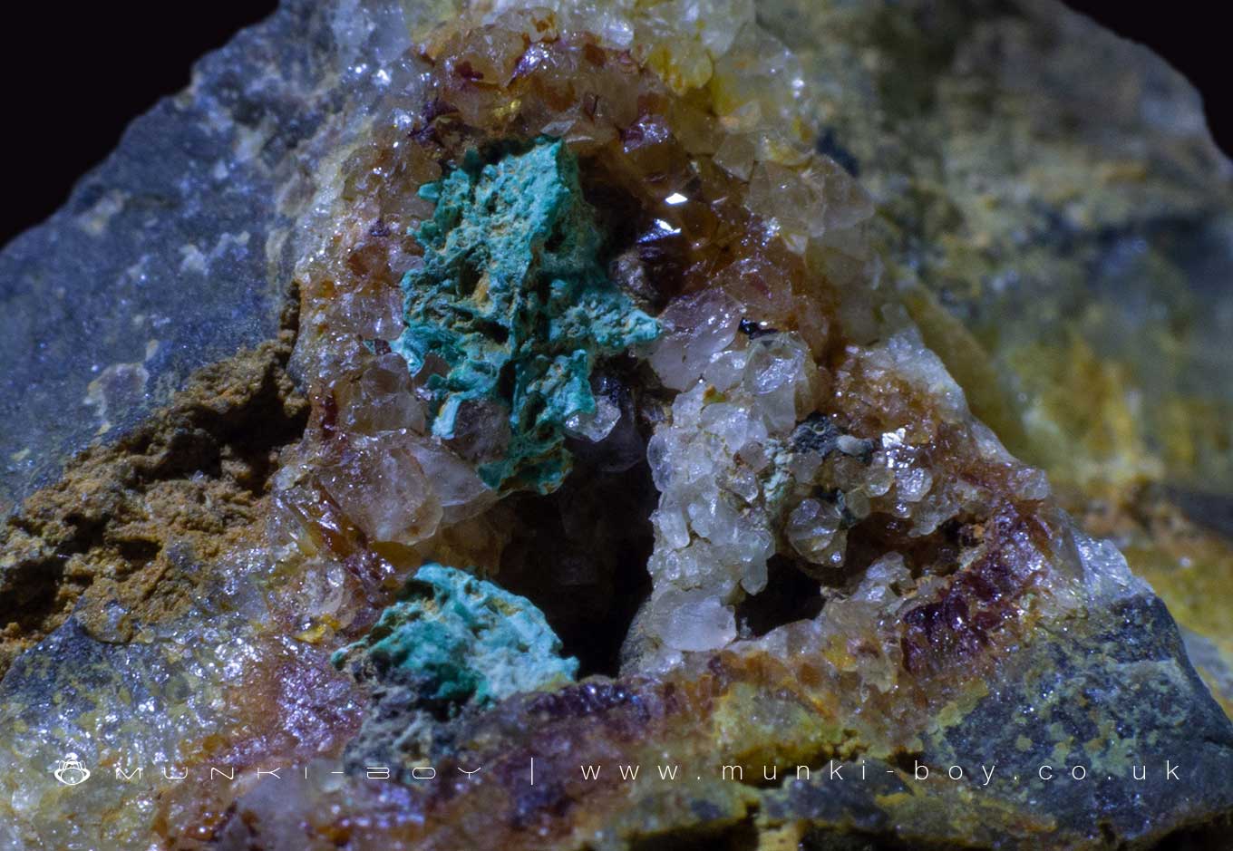 Malachite on Fluorspar at Sykes Mine
Malachite on Fluorspar at Sykes Mine