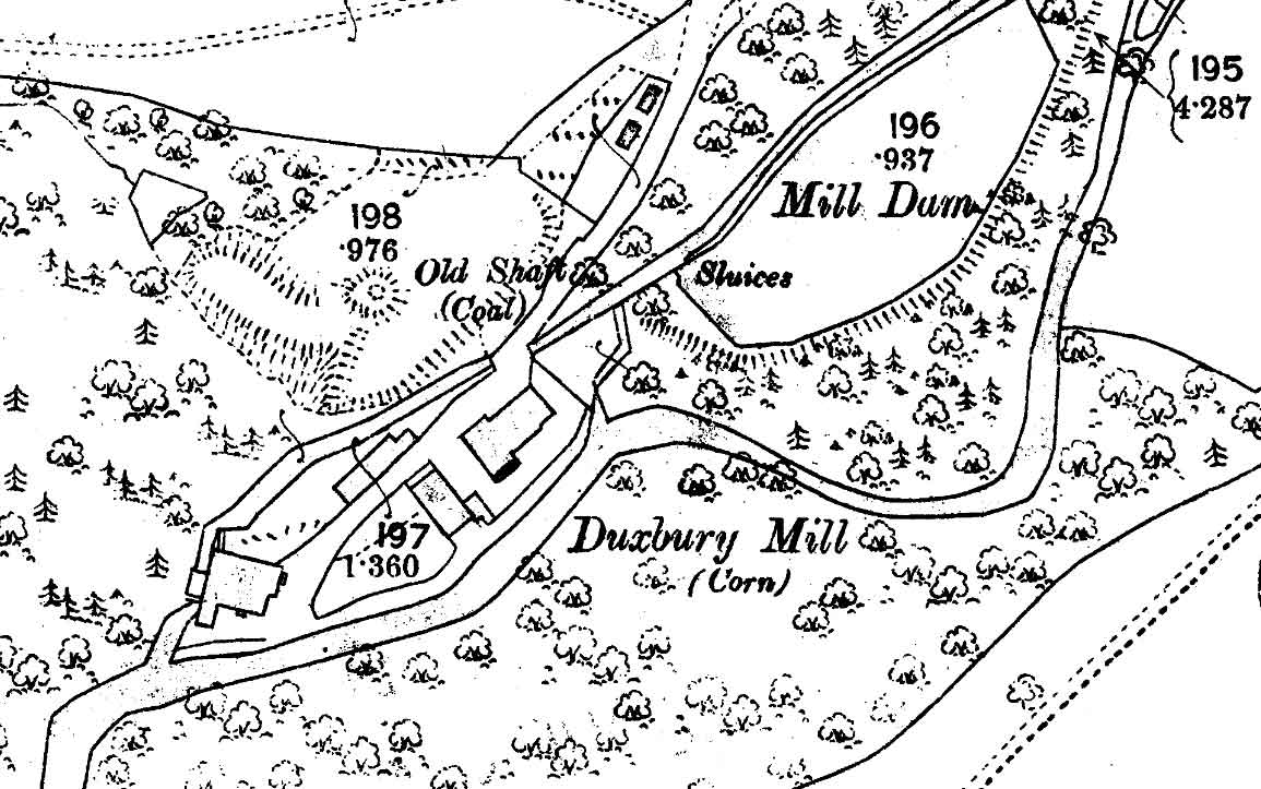 Old Map of Duxbury Corn Mill C1893

