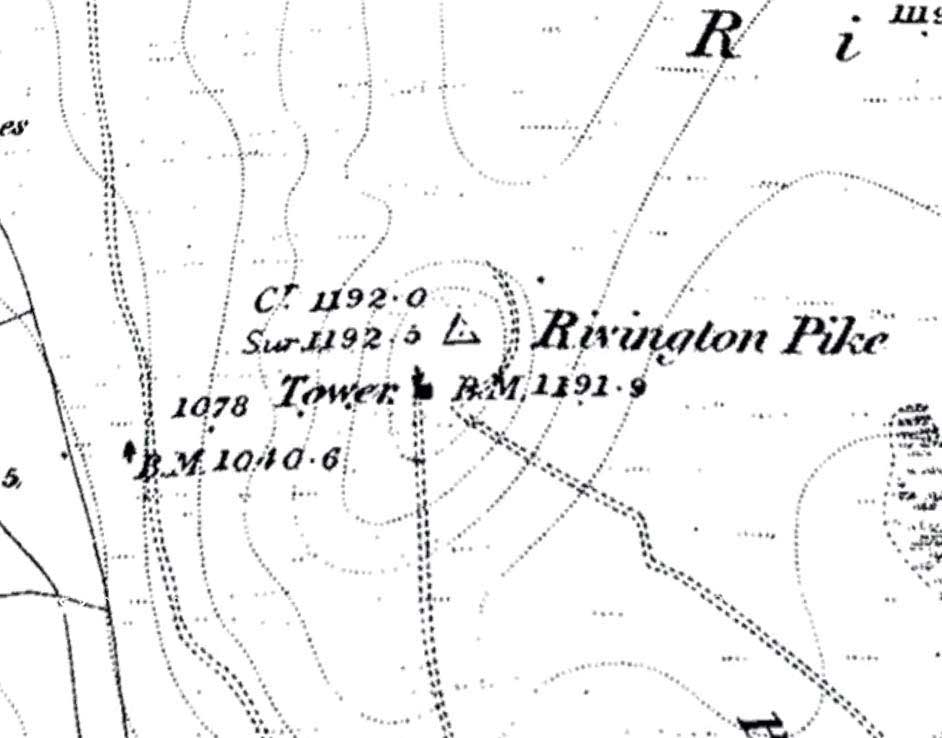 Map of old trig point on Rivington Pike
