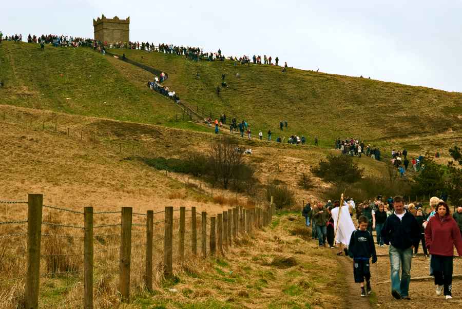 Jesus Heading up Rivington Pike at Easter

