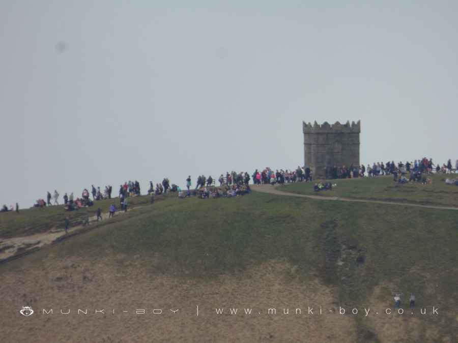 People Around Rivington Pike Tower at Easter in 2022
